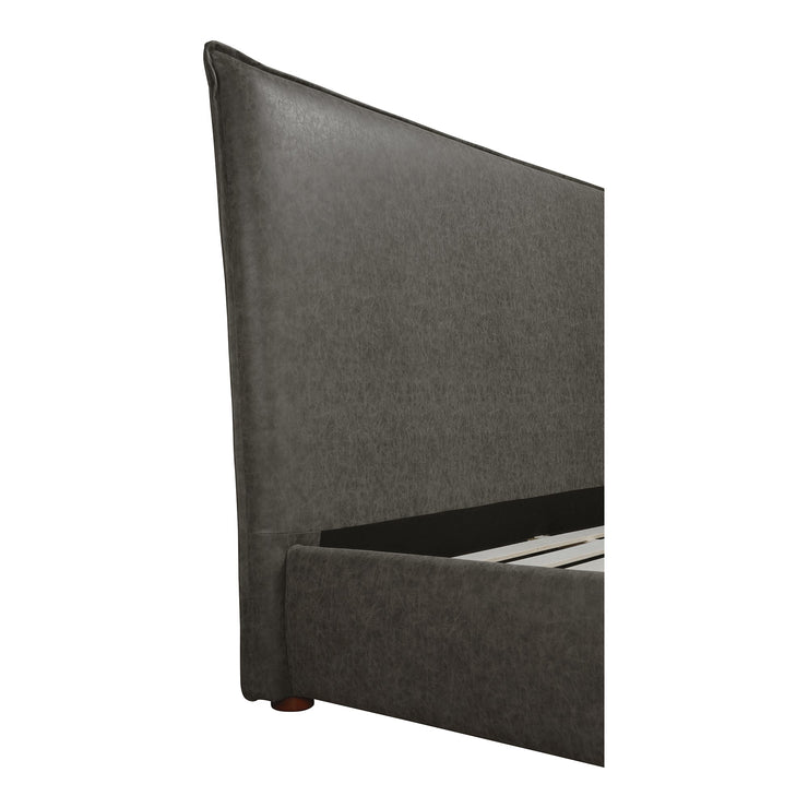 Moe's Home Collection Luzon Slate Vegan Leather Upholstered Queen Size Bed With Tall Headboard