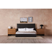 Moe's Home Collection Luzon Slate Vegan Leather Upholstered Queen Size Bed With Tall Headboard