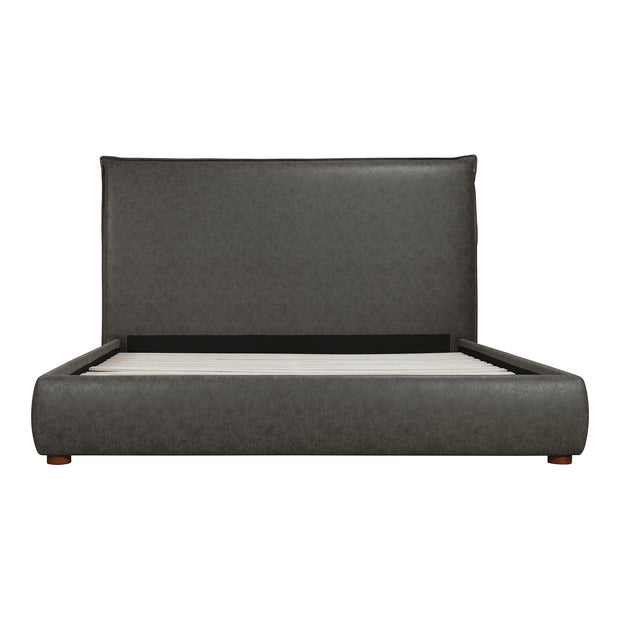 Moe's Home Collection Luzon Slate Vegan Leather Upholstered Queen Size Bed With Tall Headboard