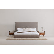 Moe's Home Collection Luzon Grey Upholstered Queen Size Bed With Tall Headboard