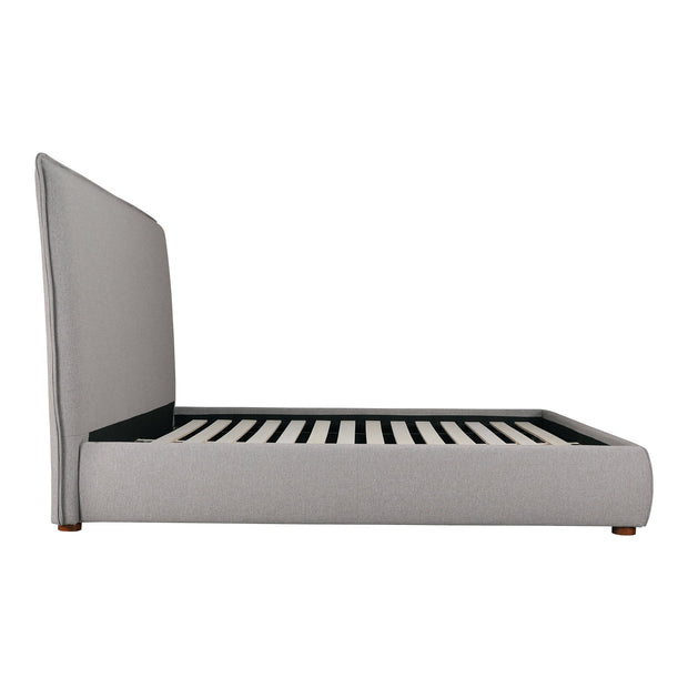 Moe's Home Collection Luzon Grey Upholstered Queen Size Bed With Tall Headboard