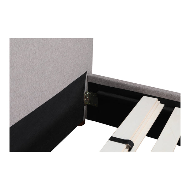 Moe's Home Collection Luzon Grey Upholstered Queen Size Bed With Tall Headboard