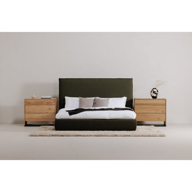 Moe's Home Collection Luzon Green Upholstered Queen Size Bed With Tall Headboard