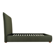 Moe's Home Collection Luzon Green Upholstered Queen Size Bed With Tall Headboard