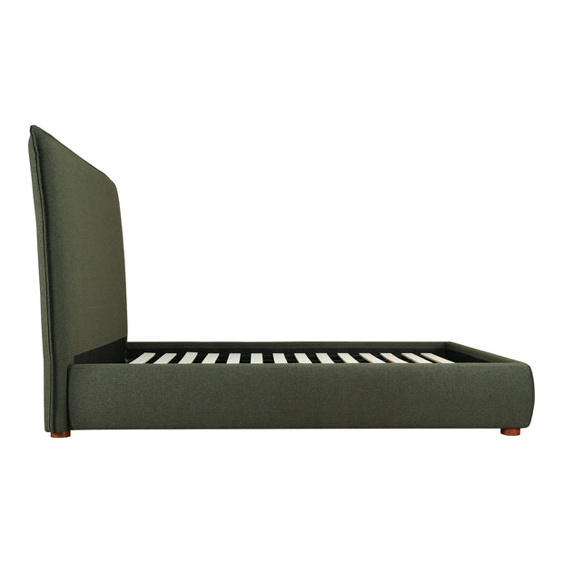 Moe's Home Collection Luzon Green Upholstered Queen Size Bed With Tall Headboard