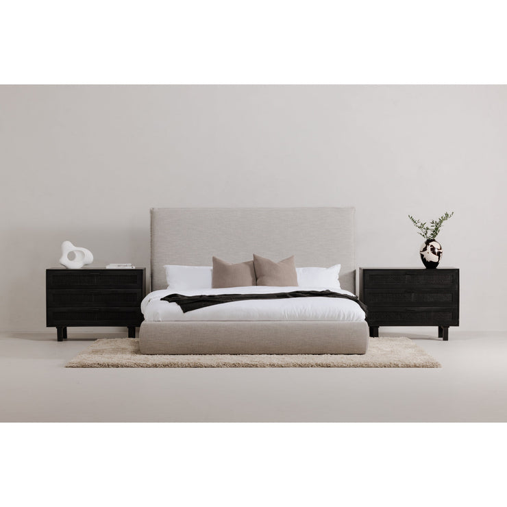 Moe's Home Collection Luzon Grey Upholstered Queen Size Bed With Tall Headboard