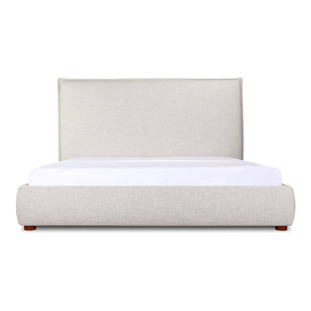 Moe's Home Collection Luzon Grey Upholstered Queen Size Bed With Tall Headboard