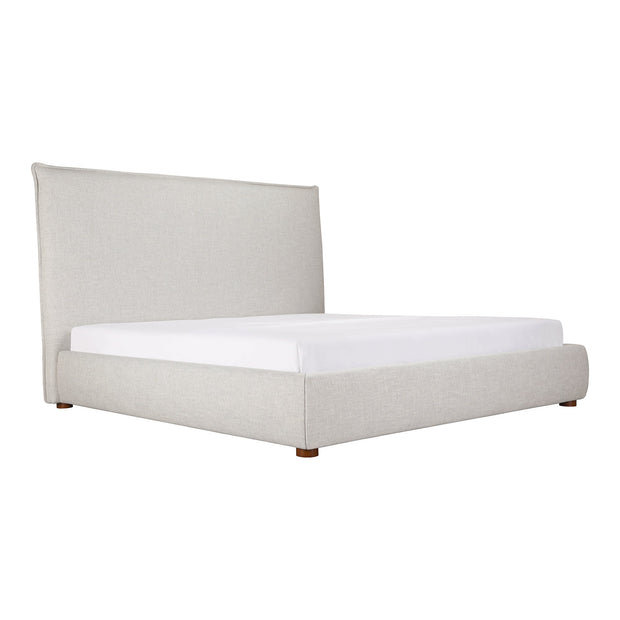 Moe's Home Collection Luzon Grey Upholstered Queen Size Bed With Tall Headboard