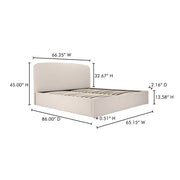Moe's Home Collection Joan Cream Upholstered Queen Bed With Storage