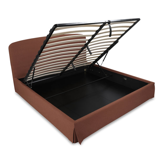 Moe's Home Collection Joan Brown Upholstered King Size Bed With Storage
