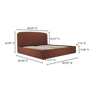 Moe's Home Collection Joan Brown Upholstered King Size Bed With Storage