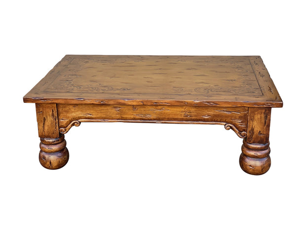 Casa Bonita Peruvian Hand-Painted Carved Wood Ruidoso Coffee Table