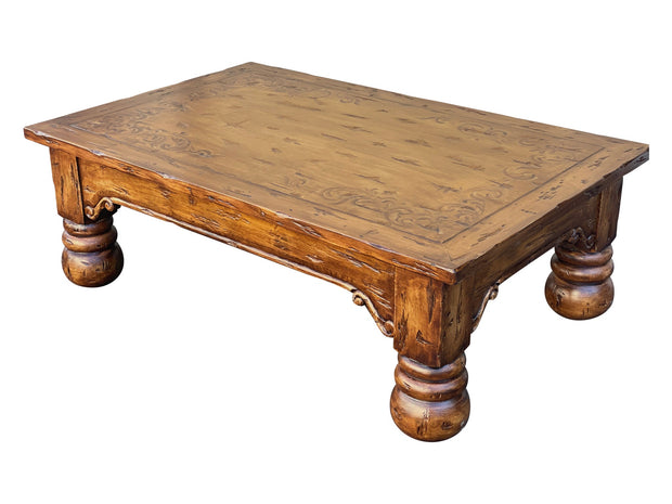 Casa Bonita Peruvian Hand-Painted Carved Wood Ruidoso Coffee Table