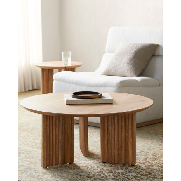 Surya Agnes Modern Natural Mango Wood Round Coffee Table