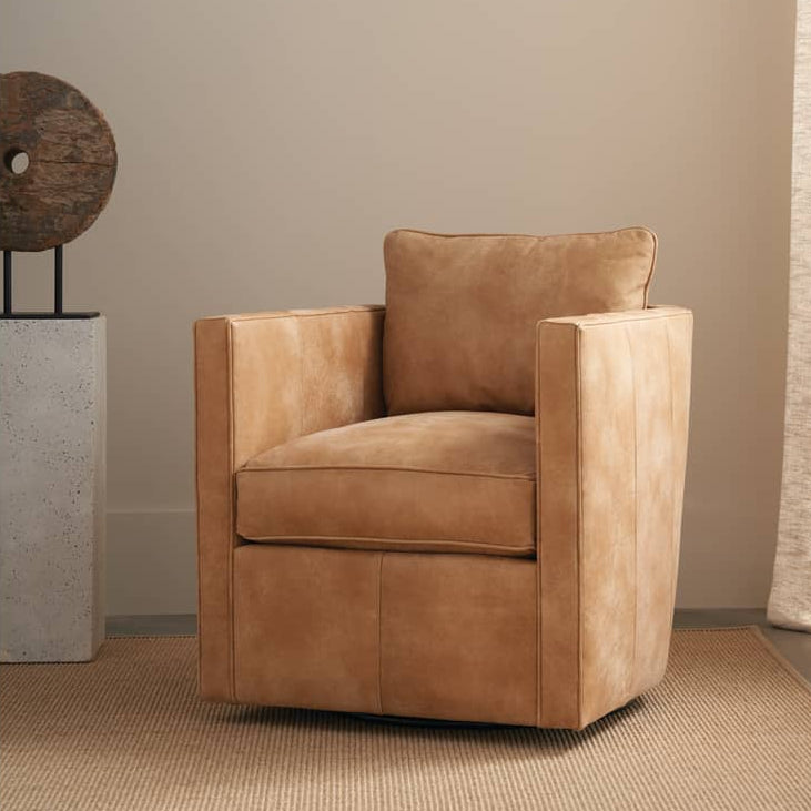 Rowe Rothko Leather Swivel Chair Custom | USA Made Modern Bold ...