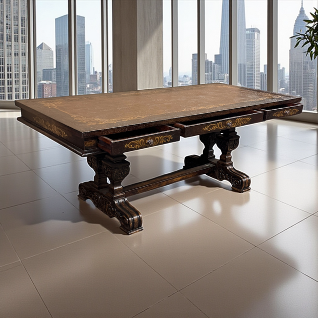 Casa Bonita Peruvian Hand-Painted Carved Wood Salamanca Desk