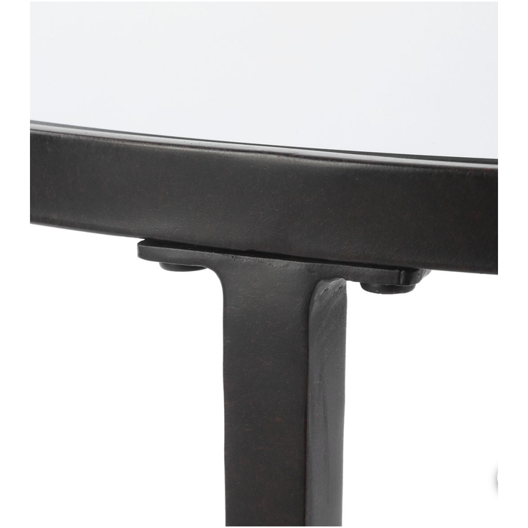 Casa Bella Living Satin Black End Table With Mirrored Glass