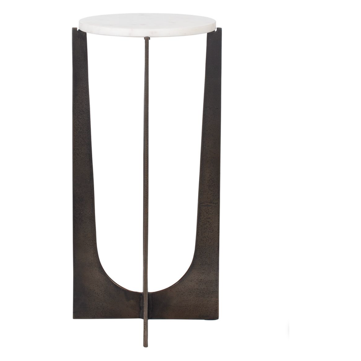 Casa Bella Living White Marble Top Brass Bronze End Table