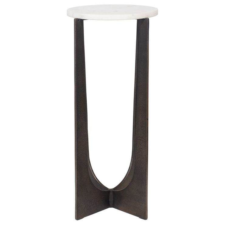 Casa Bella Living White Marble Top Brass Bronze End Table