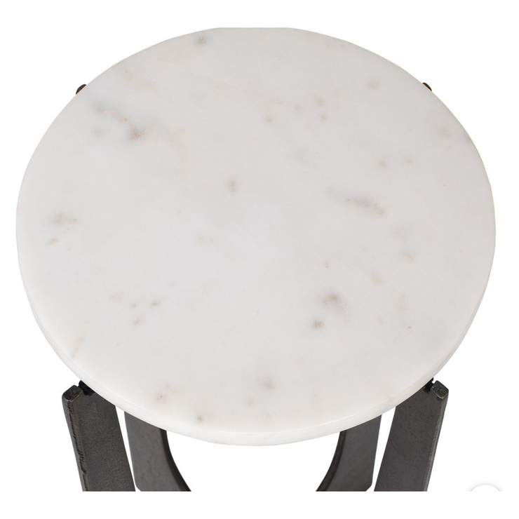 Casa Bella Living White Marble Top Brass Bronze End Table