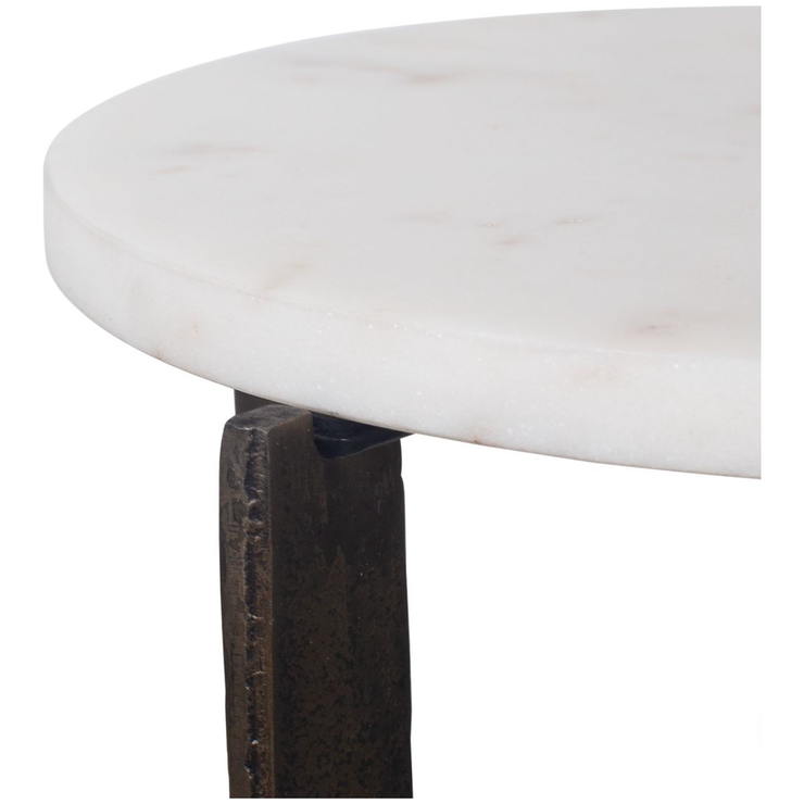 Casa Bella Living White Marble Top Brass Bronze End Table