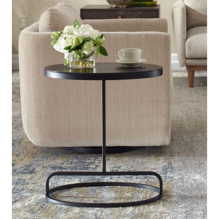 Casa Bella Living Aged Black Iron Oval Accent Table
