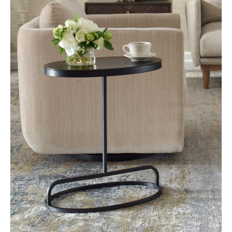 Casa Bella Living Aged Black Iron Oval Accent Table