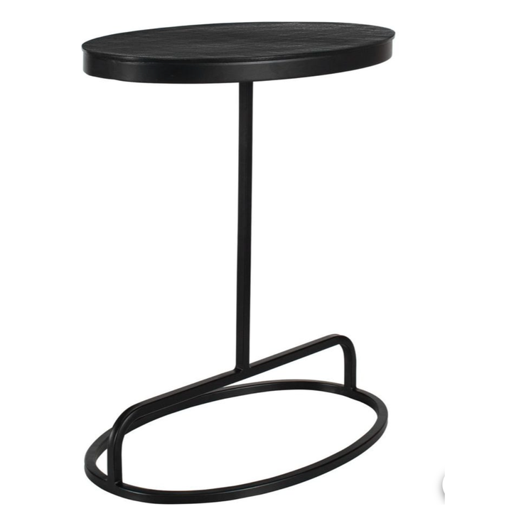 Casa Bella Living Aged Black Iron Oval Accent Table