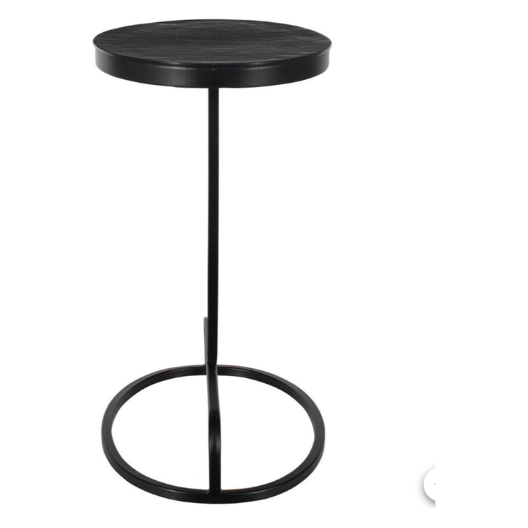 Casa Bella Living Aged Black Iron Oval Accent Table