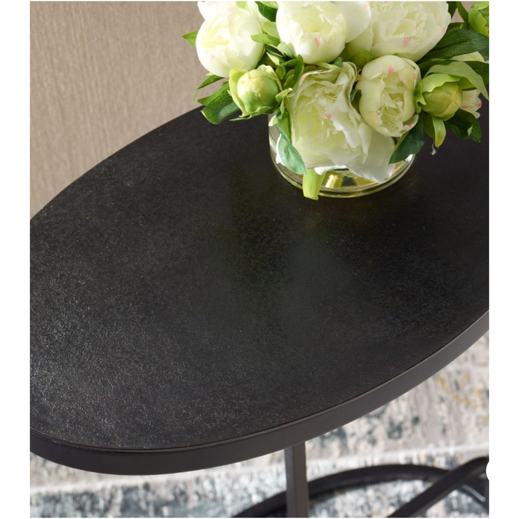 Casa Bella Living Aged Black Iron Oval Accent Table