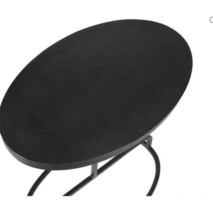 Casa Bella Living Aged Black Iron Oval Accent Table