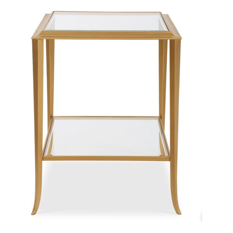 Casa Bella Living Golf Leaf With Tempered Glass Accent Table