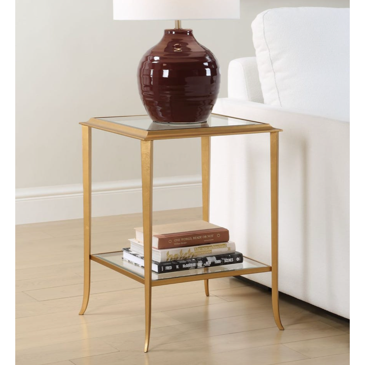 Casa Bella Living Golf Leaf With Tempered Glass Accent Table
