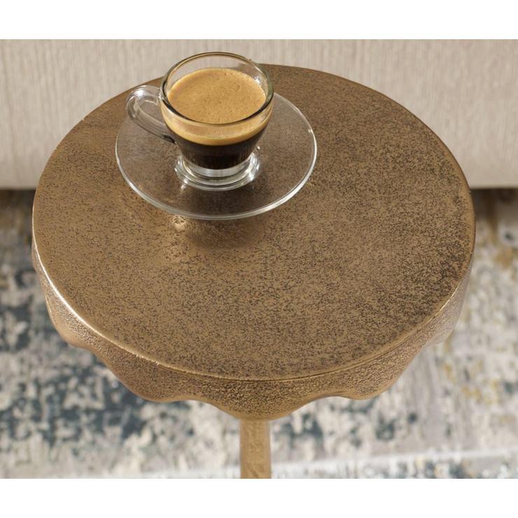 Casa Bella Living Scalloped Edge Brass Accent Table