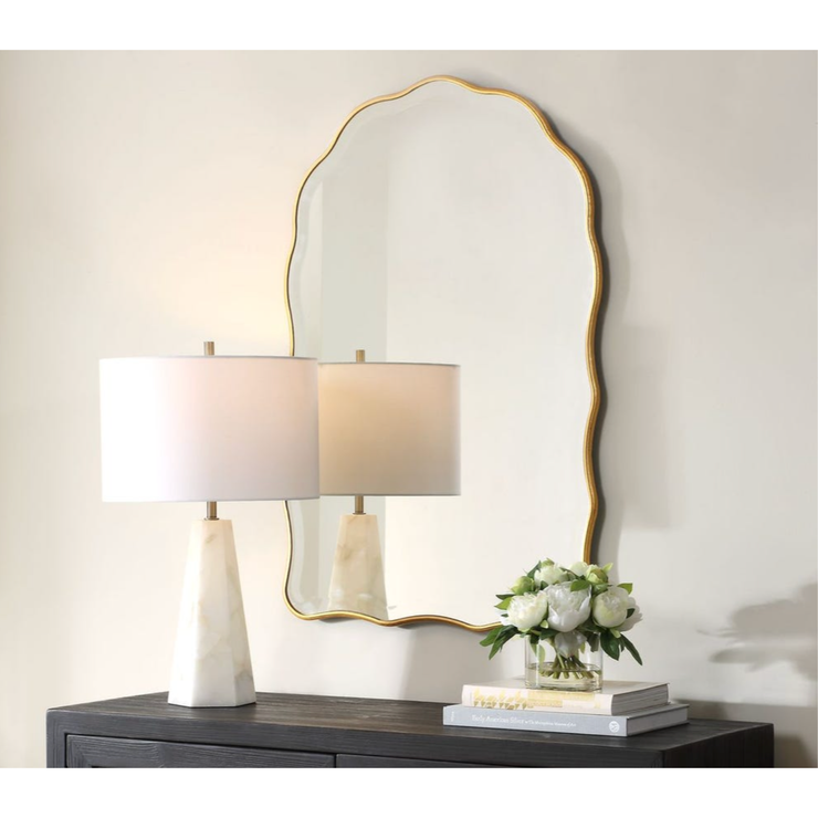 Casa Bella Living Gold Leaf Scalloped Edge Arch Mirror