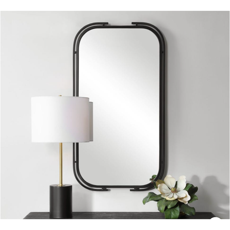 Casa Bella Living Frame Within A Frame Matte Black Mirror