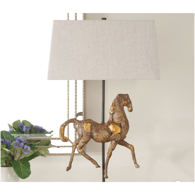 Casa Bella Living Aged Brown Horse Sculpture Table Lamp
