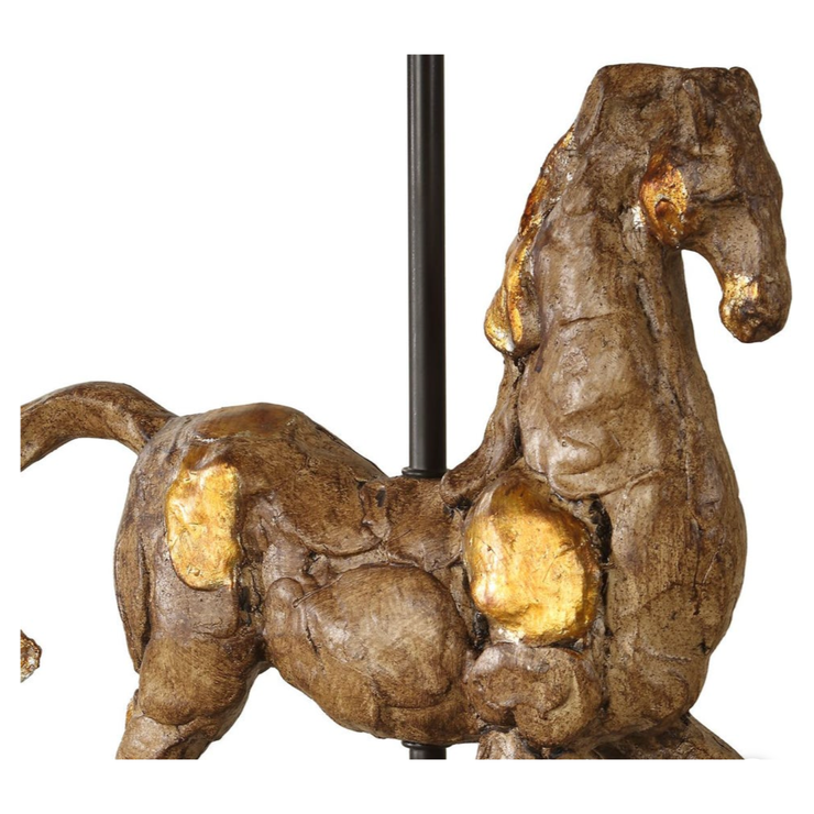 Casa Bella Living Aged Brown Horse Sculpture Table Lamp