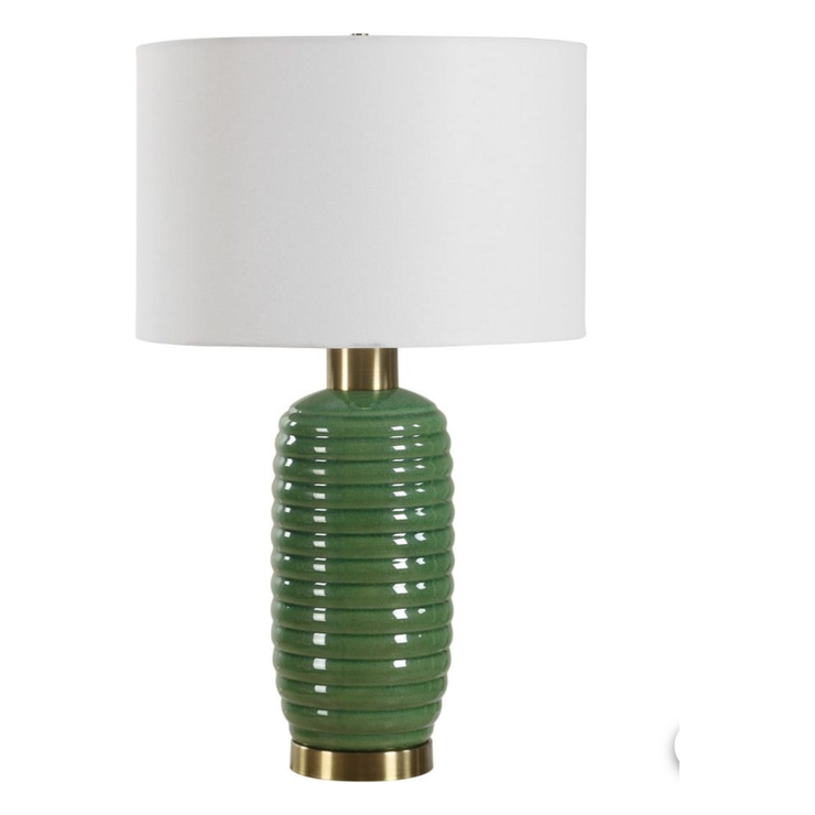 Casa Bella Living Rich Olive Green Ribbed Table Lamp
