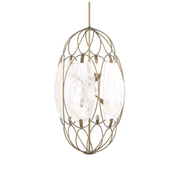 Uttermost Valencia Soft Gold With Swirled White Glass Pendant ~ 6 Lt