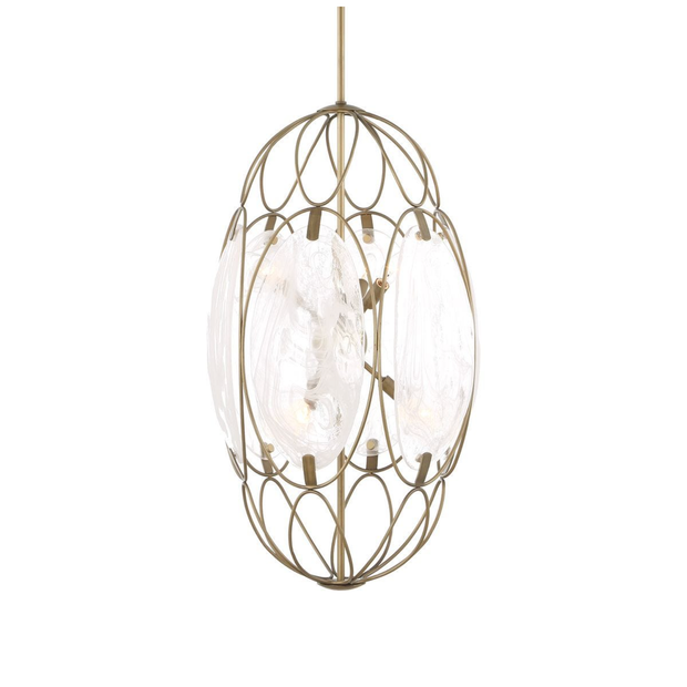 Uttermost Valencia Soft Gold With Swirled White Glass Pendant ~ 6 Lt