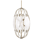 Uttermost Valencia Soft Gold With Swirled White Glass Pendant ~ 6 Lt