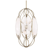 Uttermost Valencia Soft Gold With Swirled White Glass Pendant ~ 6 Lt