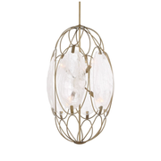 Uttermost Valencia Soft Gold With Swirled White Glass Pendant ~ 6 Lt