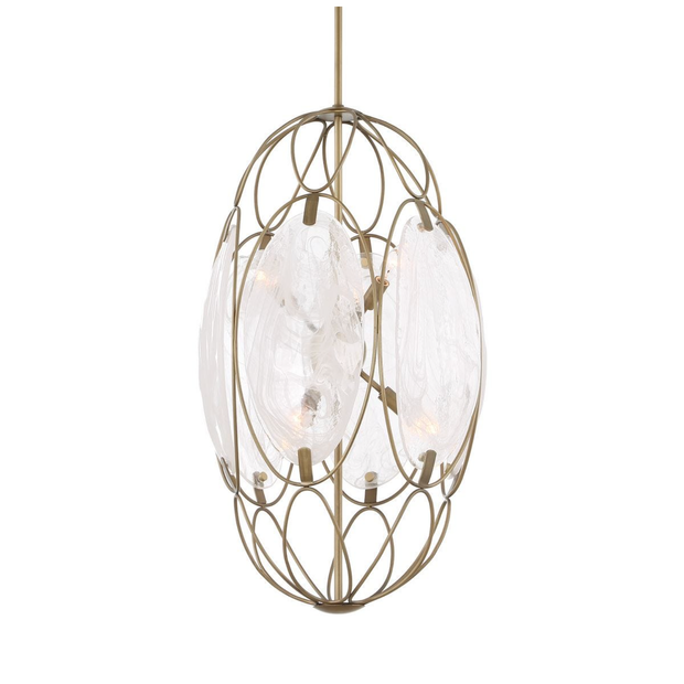 Uttermost Valencia Soft Gold With Swirled White Glass Pendant ~ 6 Lt