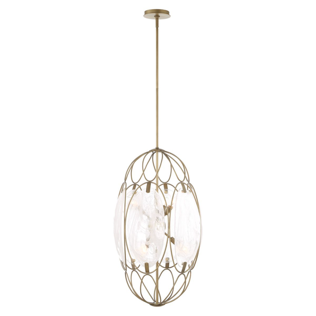 Uttermost Valencia Soft Gold With Swirled White Glass Pendant ~ 6 Lt