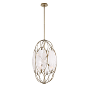 Uttermost Valencia Soft Gold With Swirled White Glass Pendant ~ 6 Lt