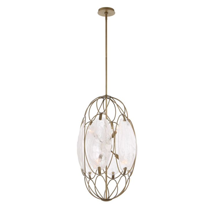 Uttermost Valencia Soft Gold With Swirled White Glass Pendant ~ 6 Lt