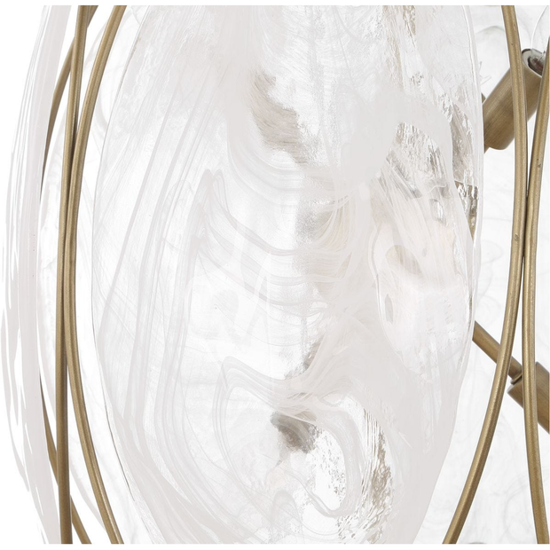 Uttermost Valencia Soft Gold With Swirled White Glass Pendant ~ 6 Lt