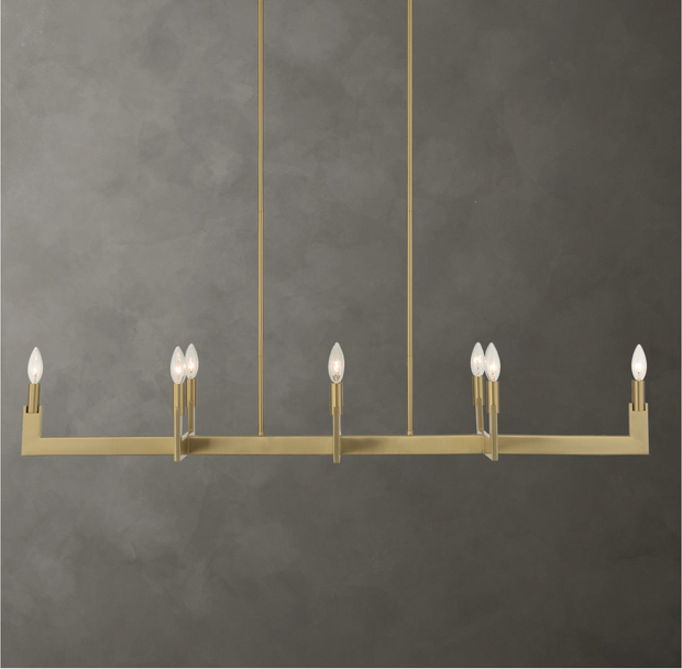 Uttermost Cordoba Natural Brass Linear Chandelier ~ 8 Lt